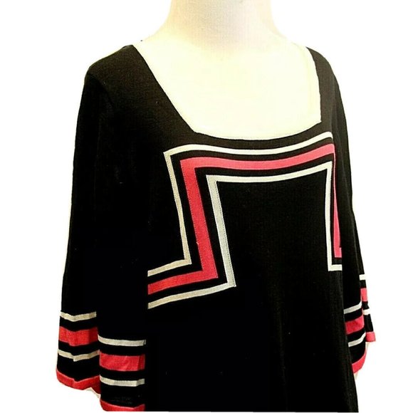 SANGRIA Black/White/Pink Geometric Knit Dress - Picture 4 of 9